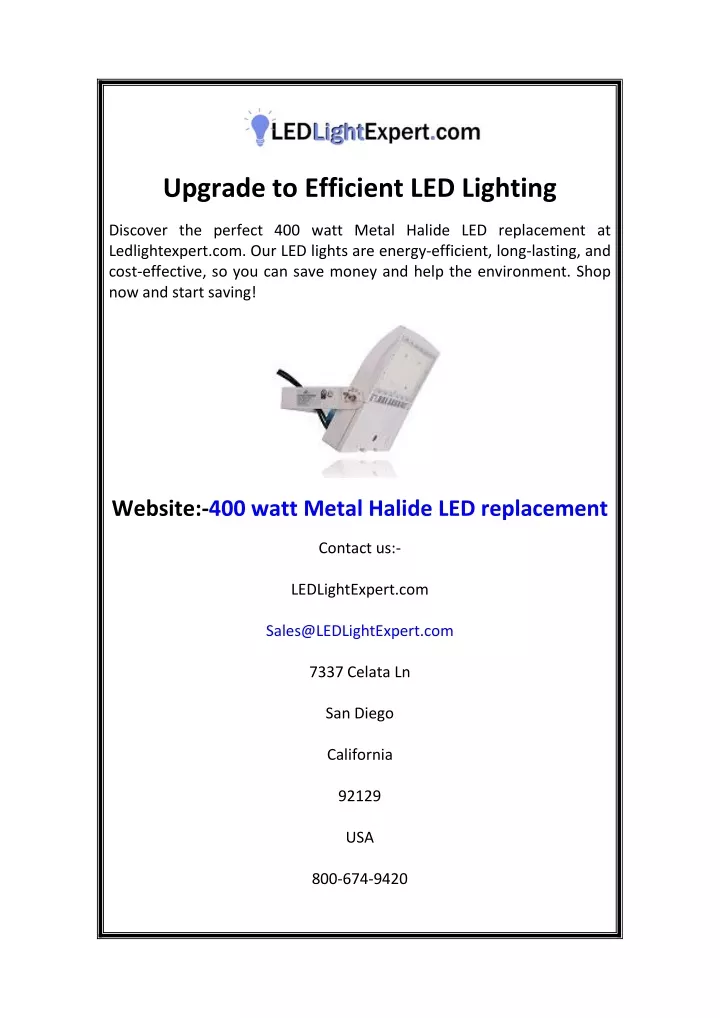 upgrade to efficient led lighting
