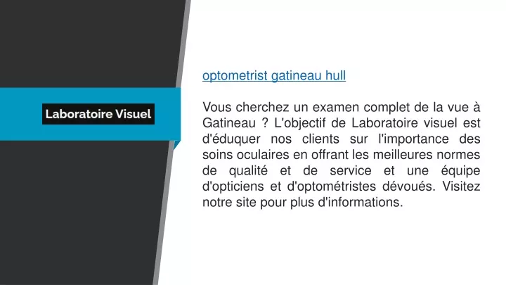 optometrist gatineau hull vous cherchez un examen