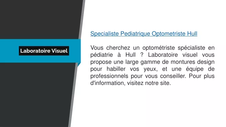 specialiste pediatrique optometriste hull vous