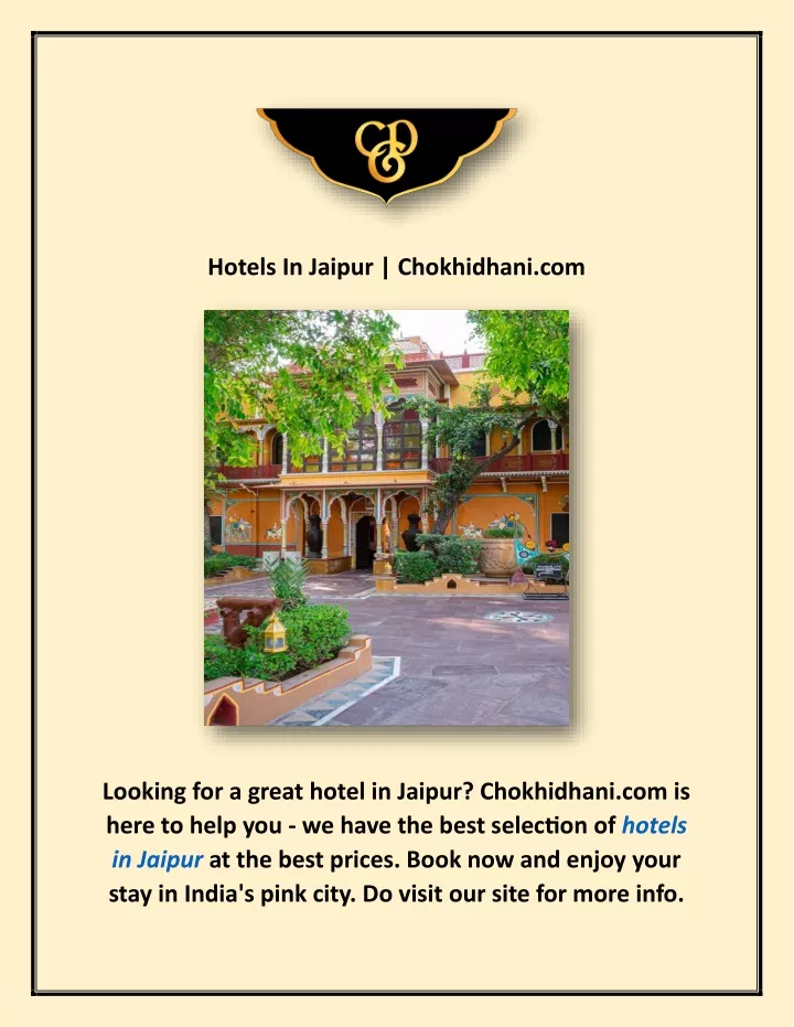 hotels in jaipur chokhidhani com