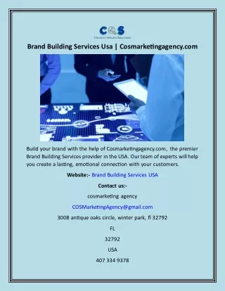 Brand Building Services Usa  Cosmarketingagency