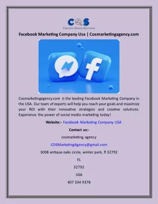 Facebook Marketing Company Usa  Cosmarketingagency