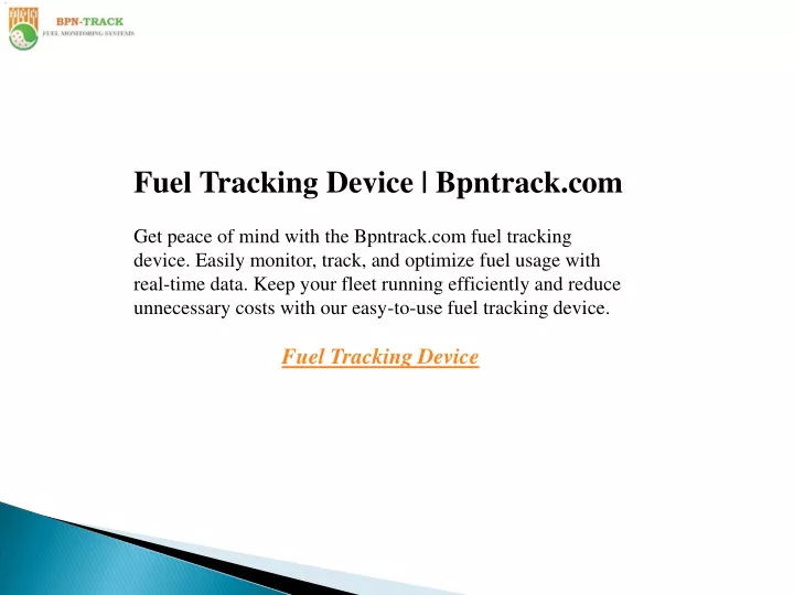 fuel tracking device bpntrack com get peace