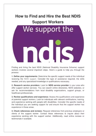 How to Find and Hire the Best NDIS Support Workers