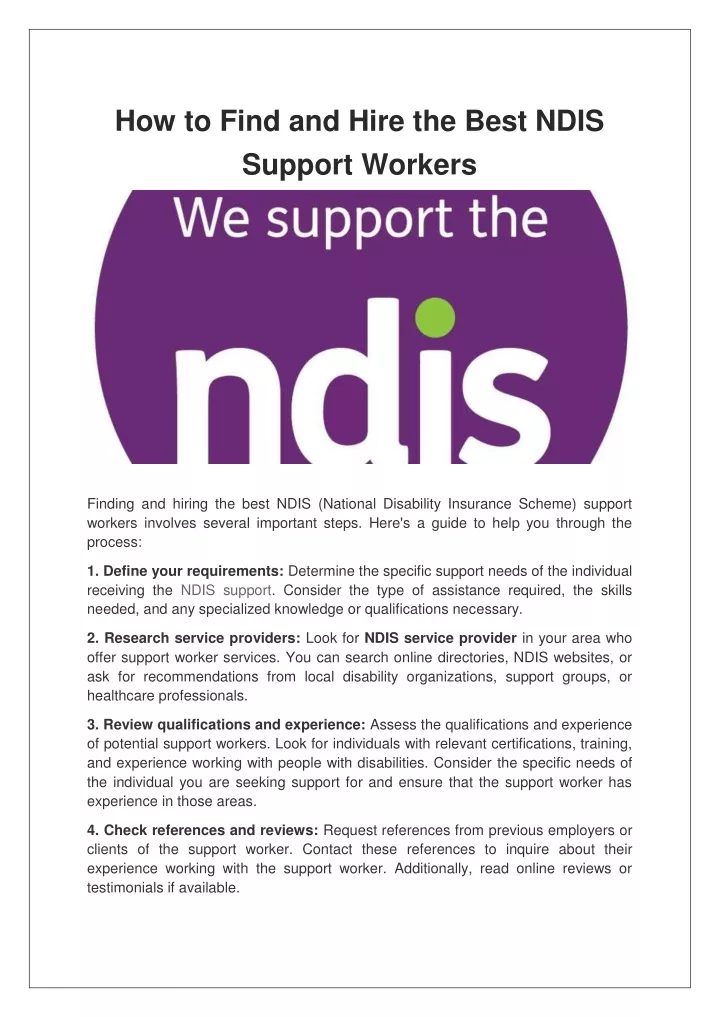 how to find and hire the best ndis support workers