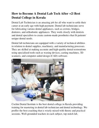 How To Become A Dental Lab Tech-Best Dental College in Kerala