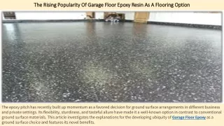 the rising popularity of garage floor epoxy resin as a flooring option