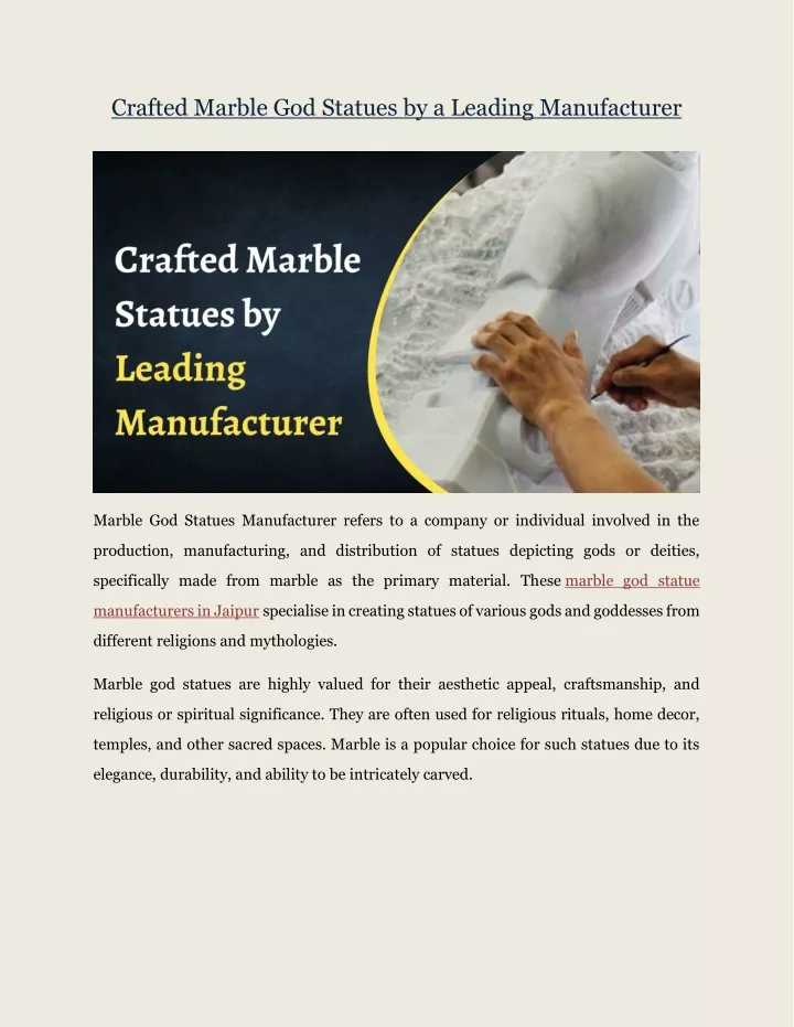 crafted marble god statues by a leading