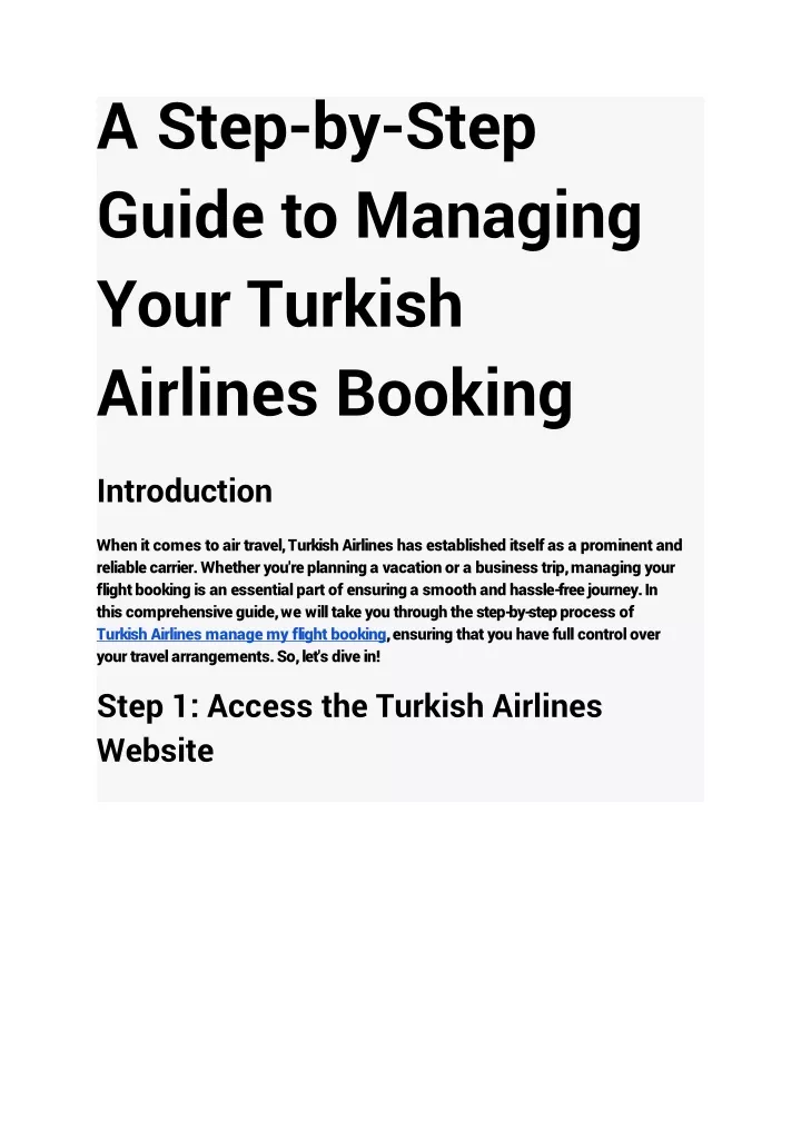 a step by step guide t o managing your turkish airlines booking