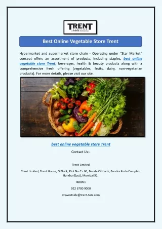 Best Online Vegetable Store Trent
