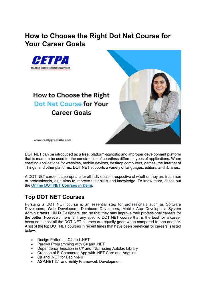 how to choose the right dot net course for your