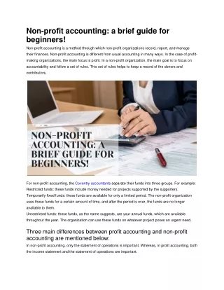 Non-profit accounting a brief guide for beginners
