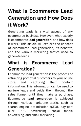 What is Ecommerce Lead Generation and How Does it Work (1)