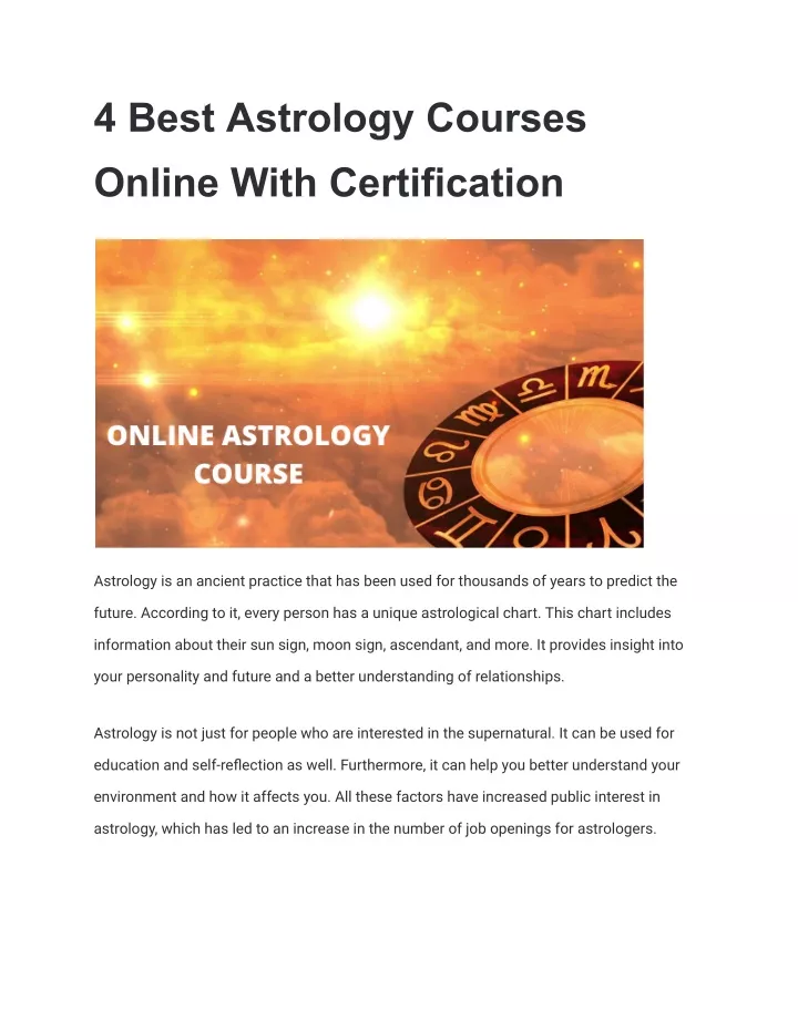 4 best astrology courses online with certification