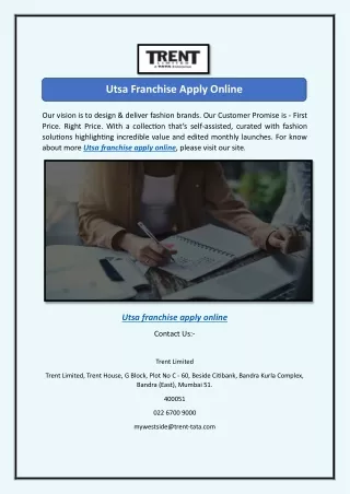 Utsa Franchise Apply Online