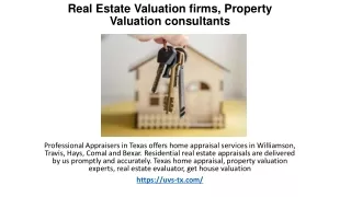 Real Estate Valuation firms, Property Valuation consultants