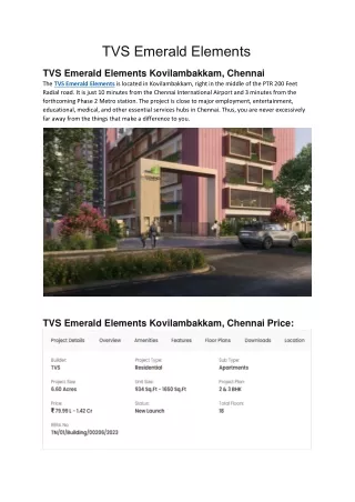 Best TVS Emerald Elements chennai || Propleaf