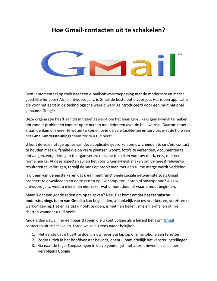 hoe gmail contacten uit te schakelen
