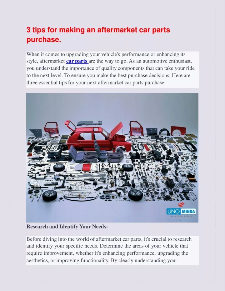 3 tips for making an aftermarket car parts