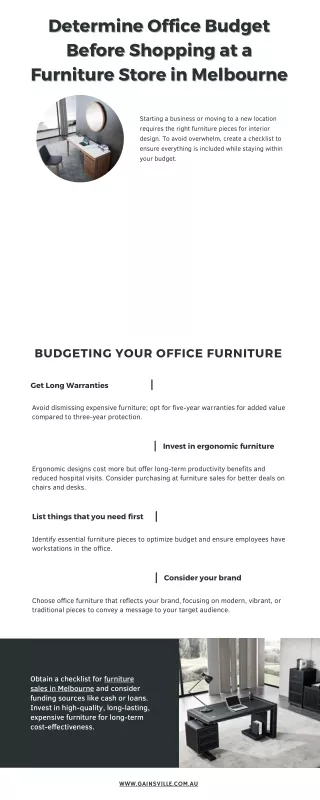 Determine Office Budget Before Shopping at a Furniture Store in Melbourne