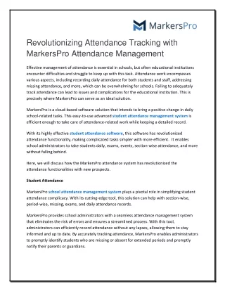Revolutionizing Attendance Tracking with MarkersPro Attendance Management