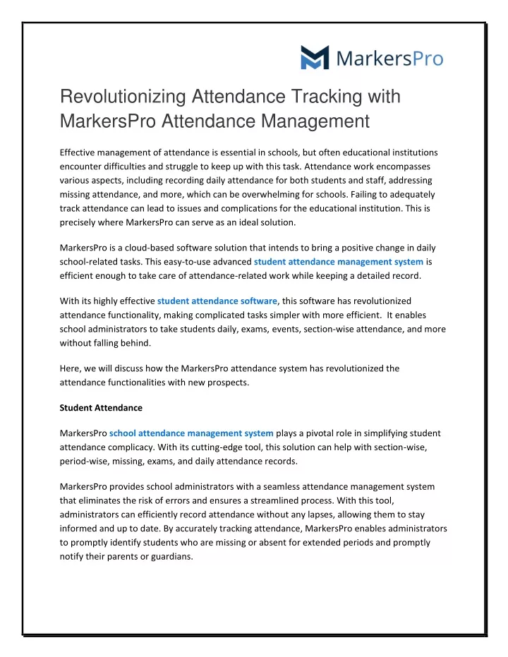revolutionizing attendance tracking with