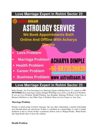 Love Marriage Expert in Rohini Sector 23   91-9873530830