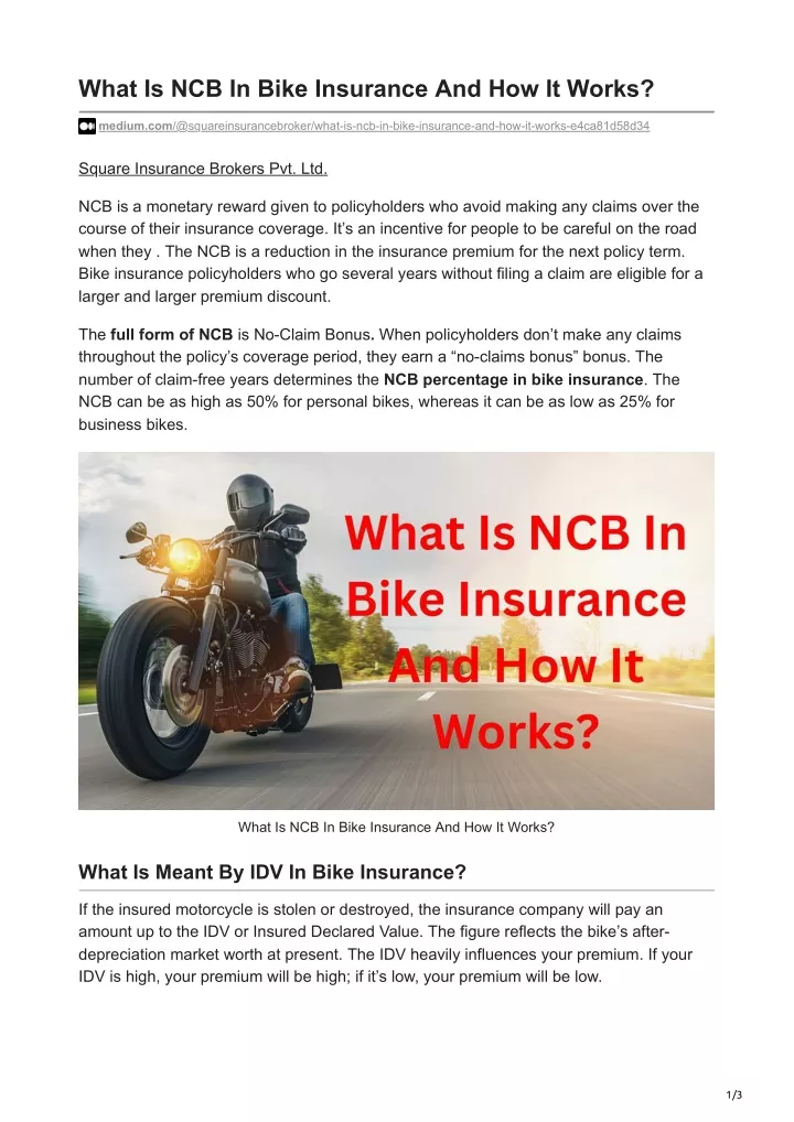 what is ncb in bike insurance and how it works