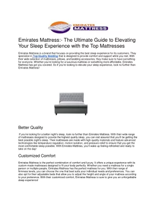 Emirates Mattress Elevating Your Mattress to the Next Level