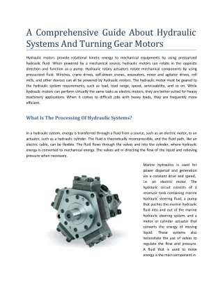 A Comprehensive Guide About Hydraulic Systems And Turning Gear Motors.ppt