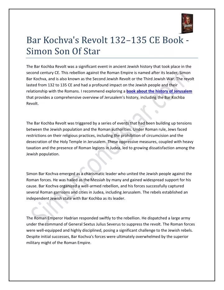 bar kochva s revolt 132 135 ce book simon
