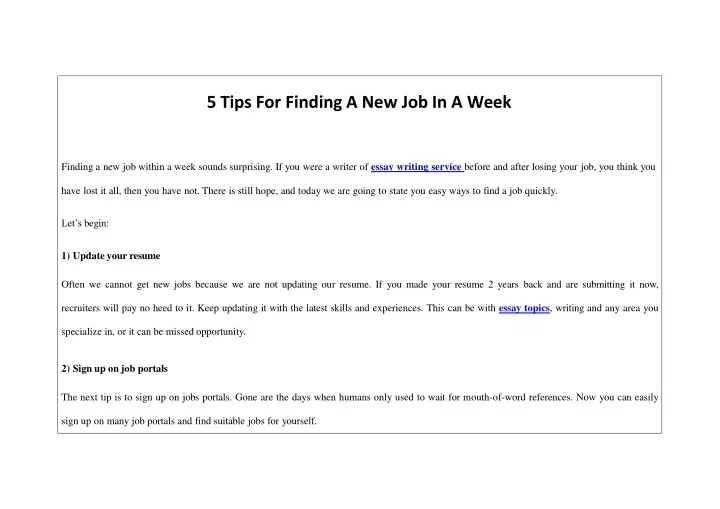5 tips for finding a new job in a week