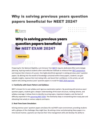 why is solving previous years question papers