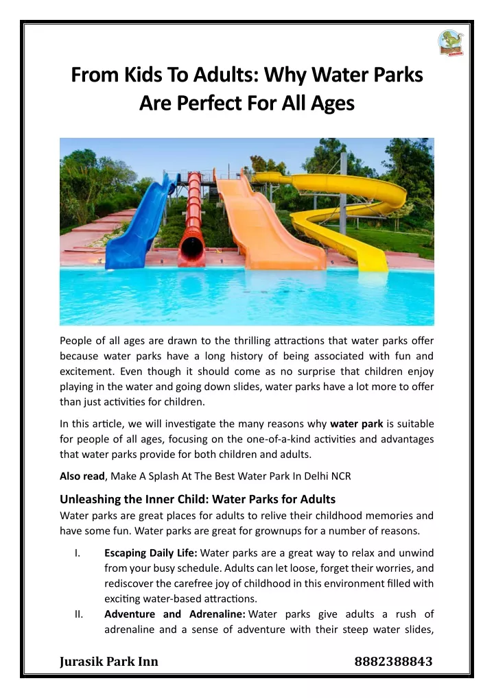 from kids to adults why water parks are perfect