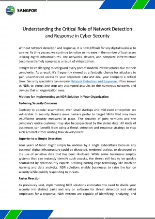 Understanding the Critical Role of Network Detection and Response in Cyber Security