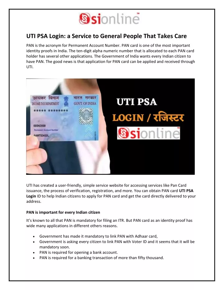 uti psa login a service to general people that