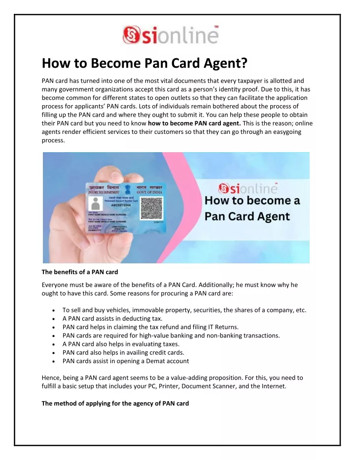 how to become pan card agent