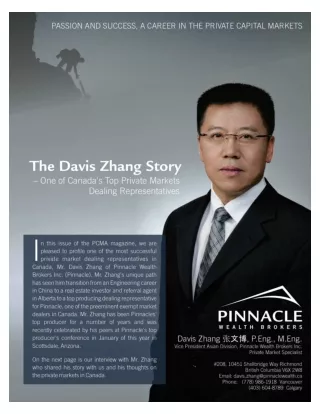 PASSION AND SUCCESS, A CAREER IN THE PRIVATE CAPITAL MARKETS - Davis Zhang 张文博