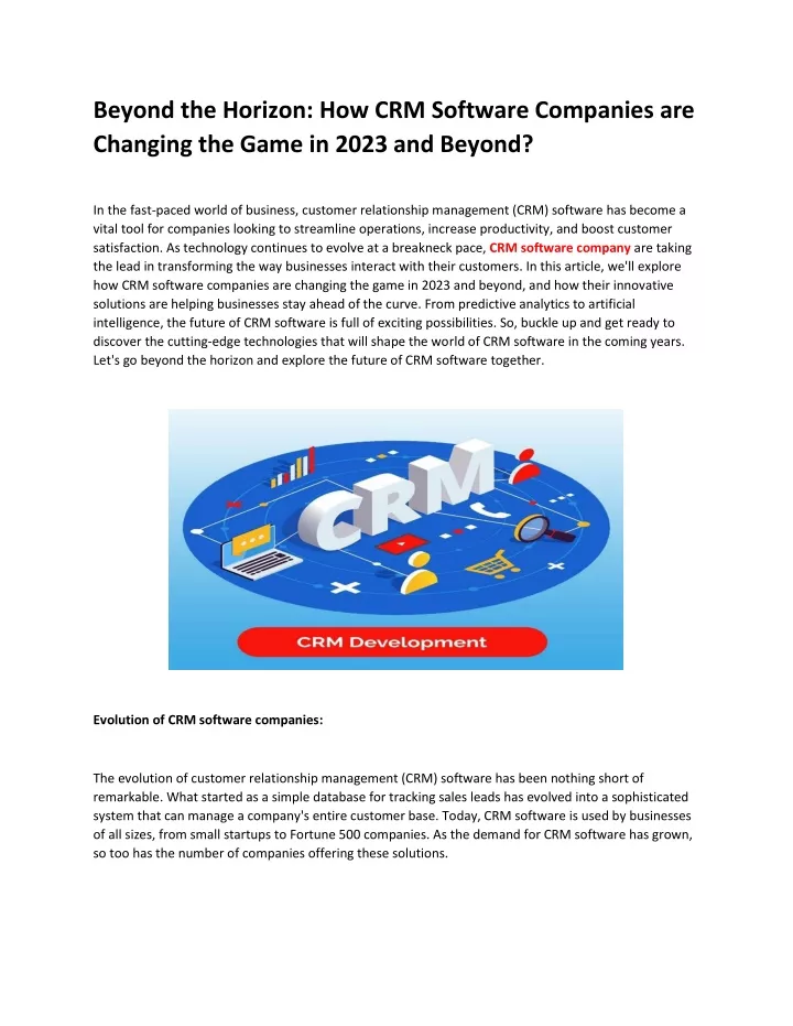 beyond the horizon how crm software companies