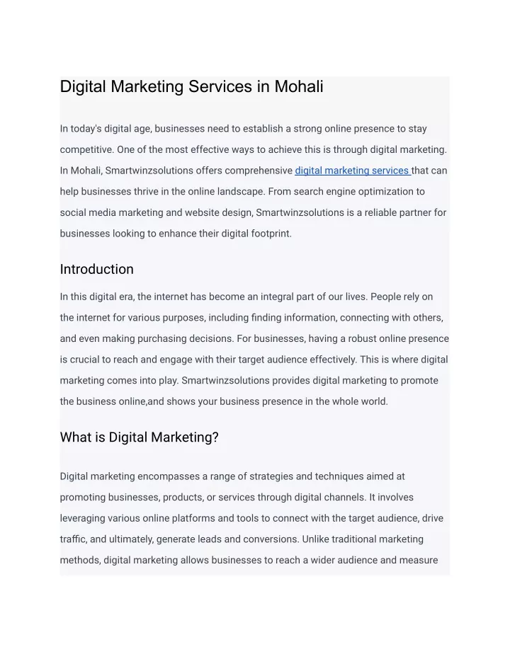 digital marketing services in mohali