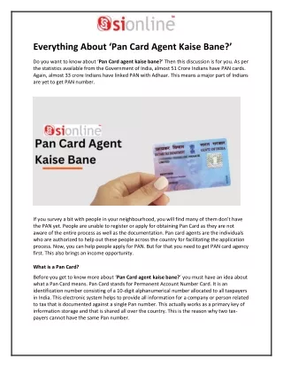 Everything About ‘Pan Card Agent Kaise Bane?’