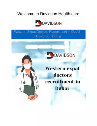 Western Expat Doctors Recruitment in Dubai - David Son Dubai