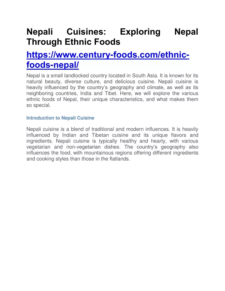 nepali through ethnic foods https www century