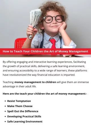 how to teach your children the art of money