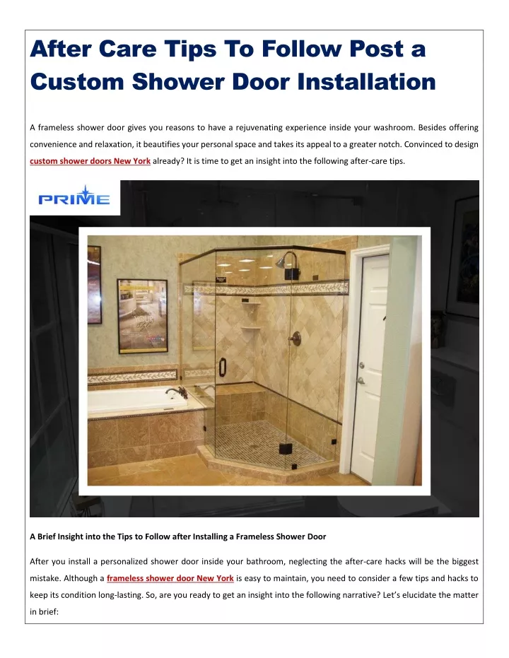 after care tips to follow post a custom shower