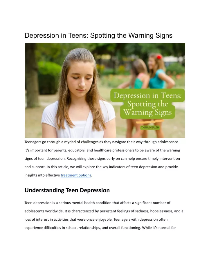 depression in teens spotting the warning signs