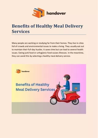Benefits of Healthy Meal Delivery Services -Handover