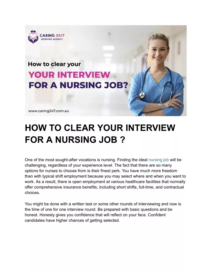 how to clear your interview for a nursing job