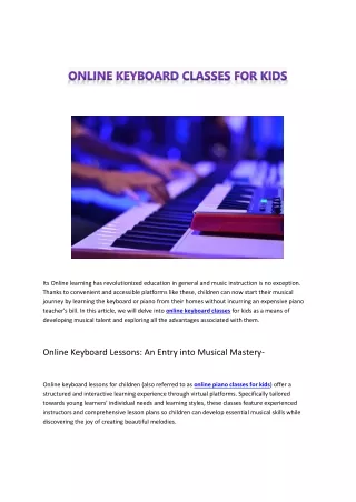 Online Keyboard Classes for Kids