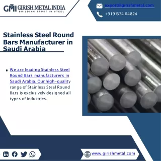 Stainless Steel Round Bars Manufacturer in Saudi Arabia / Oman / Qatar / Kuwait